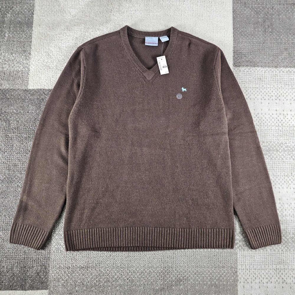 NWT Vintage Y2K Aeropostale Mens Knit Sweater Size L Brown V-neck Slim Fit